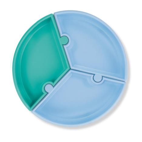 Talerzyk silikonowy Puzzle niebieski zielony / MinikOiOi