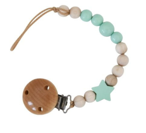 Zawieszka do smoczka drewniana Mint Tiny Star