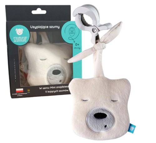 Szumiący Miś mini zawieszka ecru z czujnikiem snu SZUMISIE