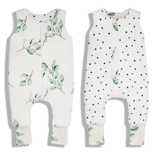 Dwustronny śpiworek z nóżkami Eukaliptus Czarne kropki Sleepee