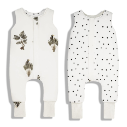Dwustronny śpiworek z nóżkami 3-4 lata Jungle Plant Czarne Kropki Sleepee 