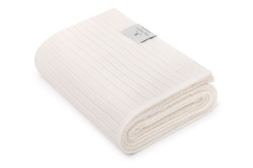 my memi kocyk w prążek z wełny merino cream