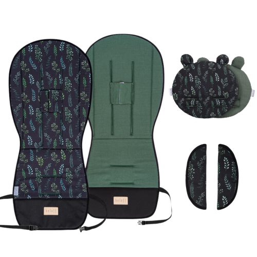 ZESTAW Wkładka do wózka Płynące Liście z lnem Beloff