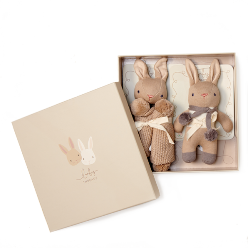 Zestaw prezentowy w ozdobnym pudełku Taupe Bunny ThreadBear