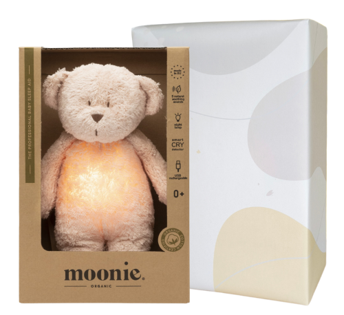 MOONIE Rose 2.0 Natur Szumiący Miś na prezent z lampką