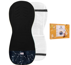 Wkładka do wózka Simple Wool antypotowa z wełny merino Czarna Konstelacje