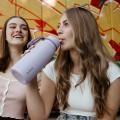 Butelka termiczna ze składanym ustnikiem termos ze stali nierdzewnej 1l Lilac Love b.box duża pojemność