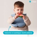 Zwijany śliniak silikonowy z otwartą kieszonką niebieski b.box wodoodporny