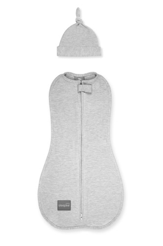Otulacz FIRST STEP z czapką Melanżowy Jasny Szary / Sleepee