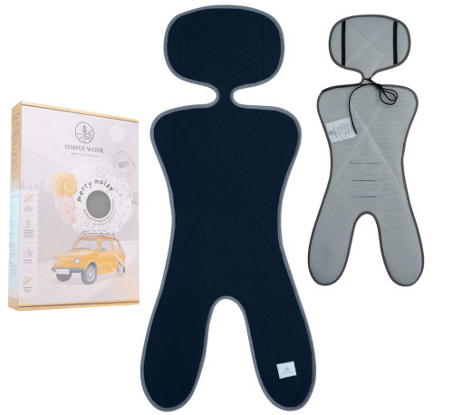 Wkładka do fotelika LITTLE MERRY G0 z wełny merino czarna Simple Wool