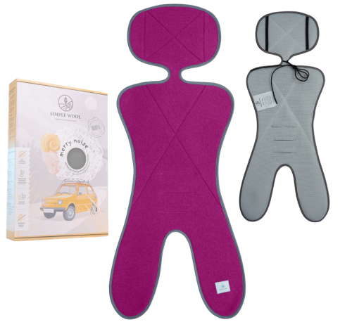 Wkładka do fotelika LITTLE MERRY G0 z wełny merino fuksja Simple Wool