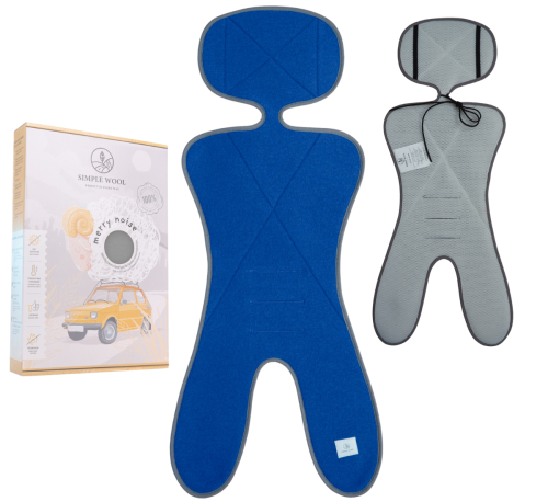 Wkładka do fotelika LITTLE MERRY G0 z wełny merino niebieska Simple Wool