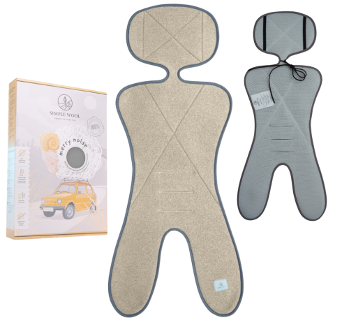 Wkładka do fotelika Simple Wool LITTLE MERRY G0 z wełny merino Beżowa