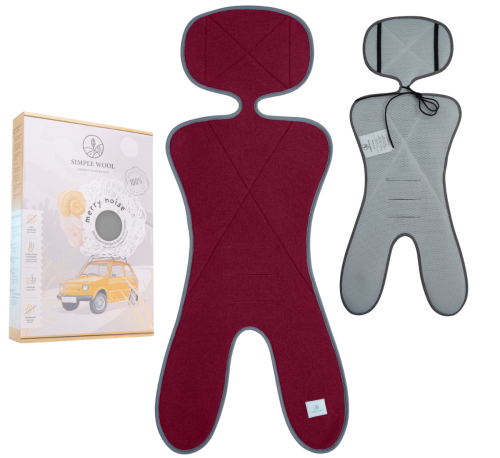 Wkładka do fotelika LITTLE MERRY G0 z wełny merino bordowa Simple Wool