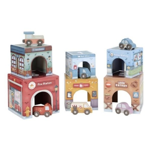 Wieża do układania + 6 autek FSC Little Dutch