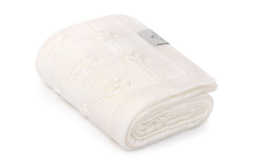 Kocyk ze 100% wełny merino Cream FLORAL My Memi