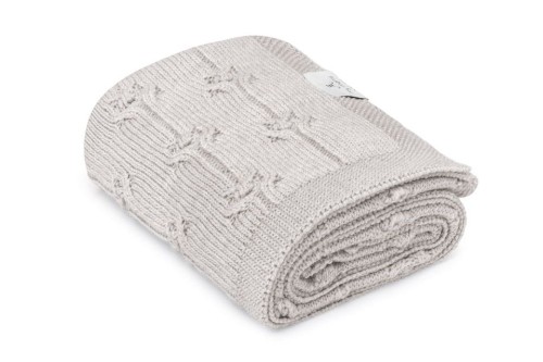 Kocyk ze 100% wełny merino Grey FLORAL My Memi