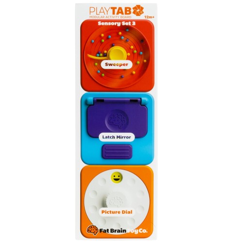 PlayTab Sensoryczne Kwadraty - Zestaw 3 ze Zgarniaczem Kuleczek Fat Brain Toys