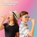Zestaw disco karaoke na 2 mikrofony różowy MOB regulacja głośności