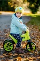 Rowerek biegowy jeździk 2w1 limonkowy z zielonymi felgami ciche koła pasek do noszenia FWRider rośnie z dzieckiem