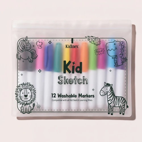 KidSketch Zmywalne markery 12 kolorów Kidinex