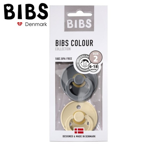 Smoczek uspokajający 2 szt kauczuk Hevea IRON & BEIGE M / BIBS 