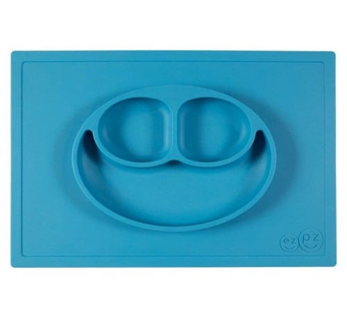 Silikonowy talerzyk mata z podkładką 2w1 HAPPY MAT niebieski / EZPZ  