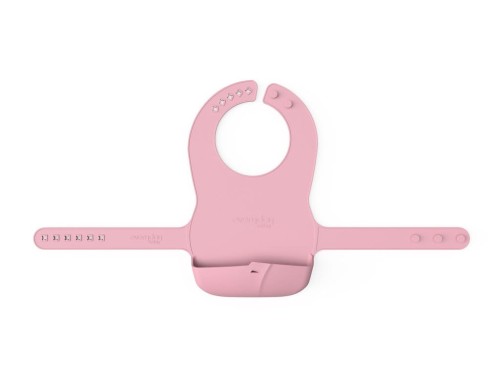 Silikonowy śliniak z kieszonką różany róż/ Everday Baby