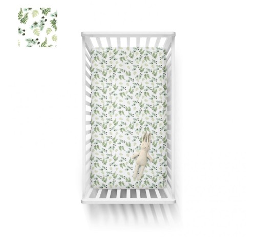 Bawełniane prześcieradło do łóżeczka Wolf Forest 60x120 / BabySteps