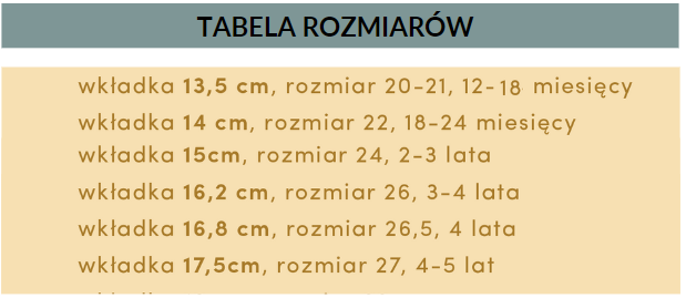 tabela rozmiarów titot
