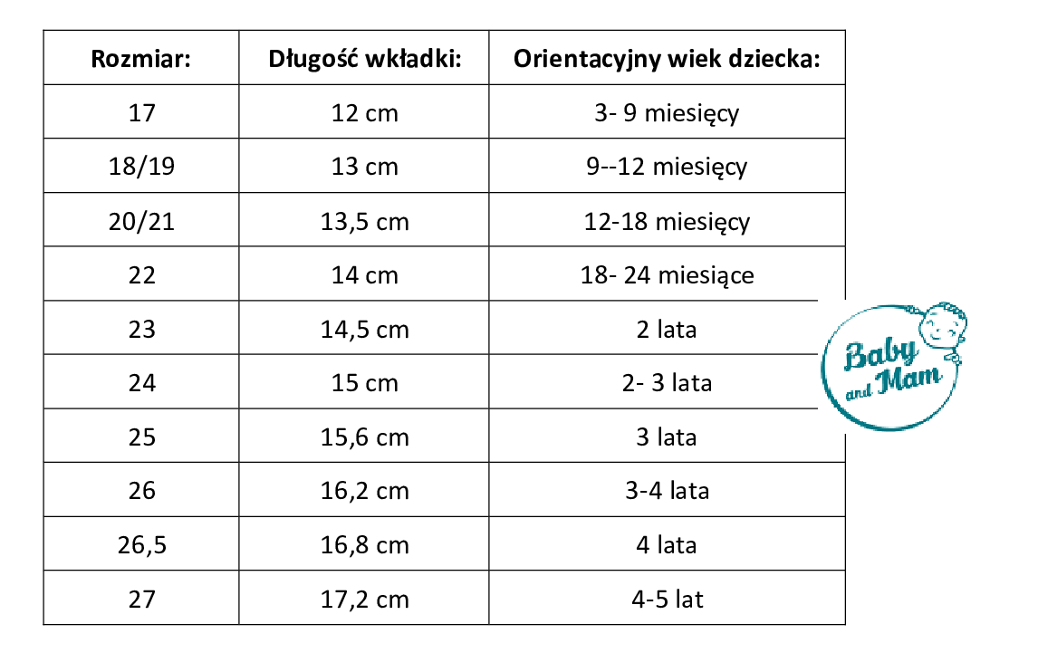 tabela rozmiarów titot