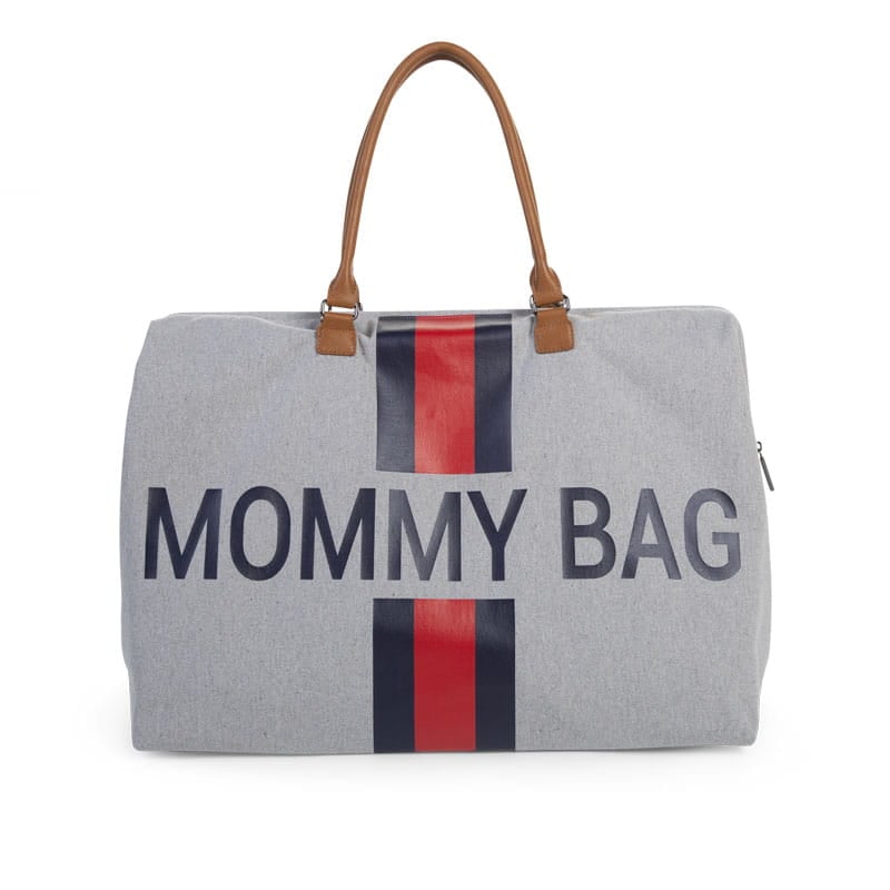 Torba Mommy Bag Szara w Paski Granatowo Czerwone/ Childhome
